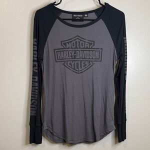 Harley-Davidson Women's Charcoal and Black Long Sleeve Tee